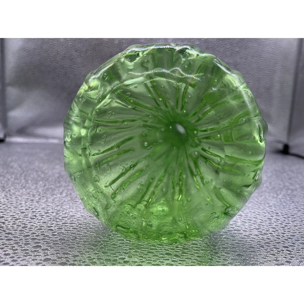 Vintage Hand Blown Murano Green Glass 12